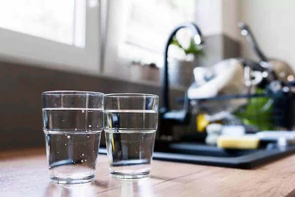 Glasses of clean drinking water